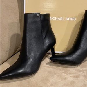Black Leather Michael Kors Mid Bootie